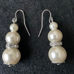 Faux pearl and rhinestone earrings